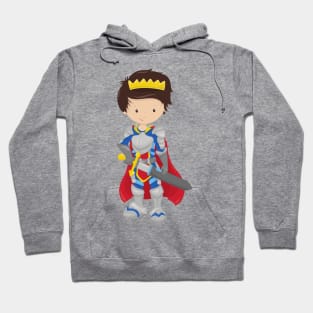 Prince, King, Knight, Sword, Crown, Brown Hair Hoodie